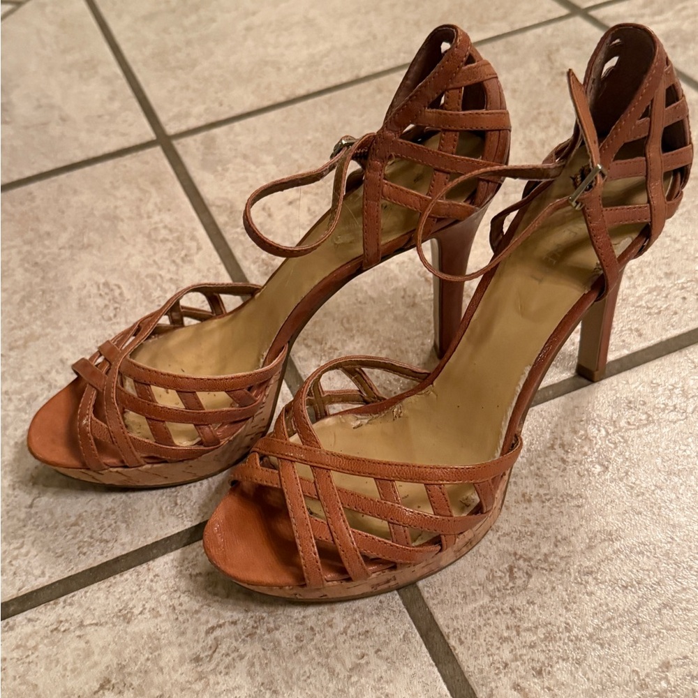 Nine West Tan Strappy Heels